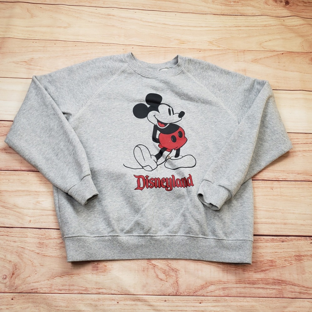 Disney Disneyland Sweater Mens Large Gray Mickey Mouse‎ Sweatshirt Pullover